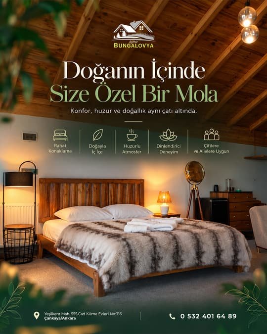 Eymir Bungalovya için hazırlanan sosyal medya tasarımı 2